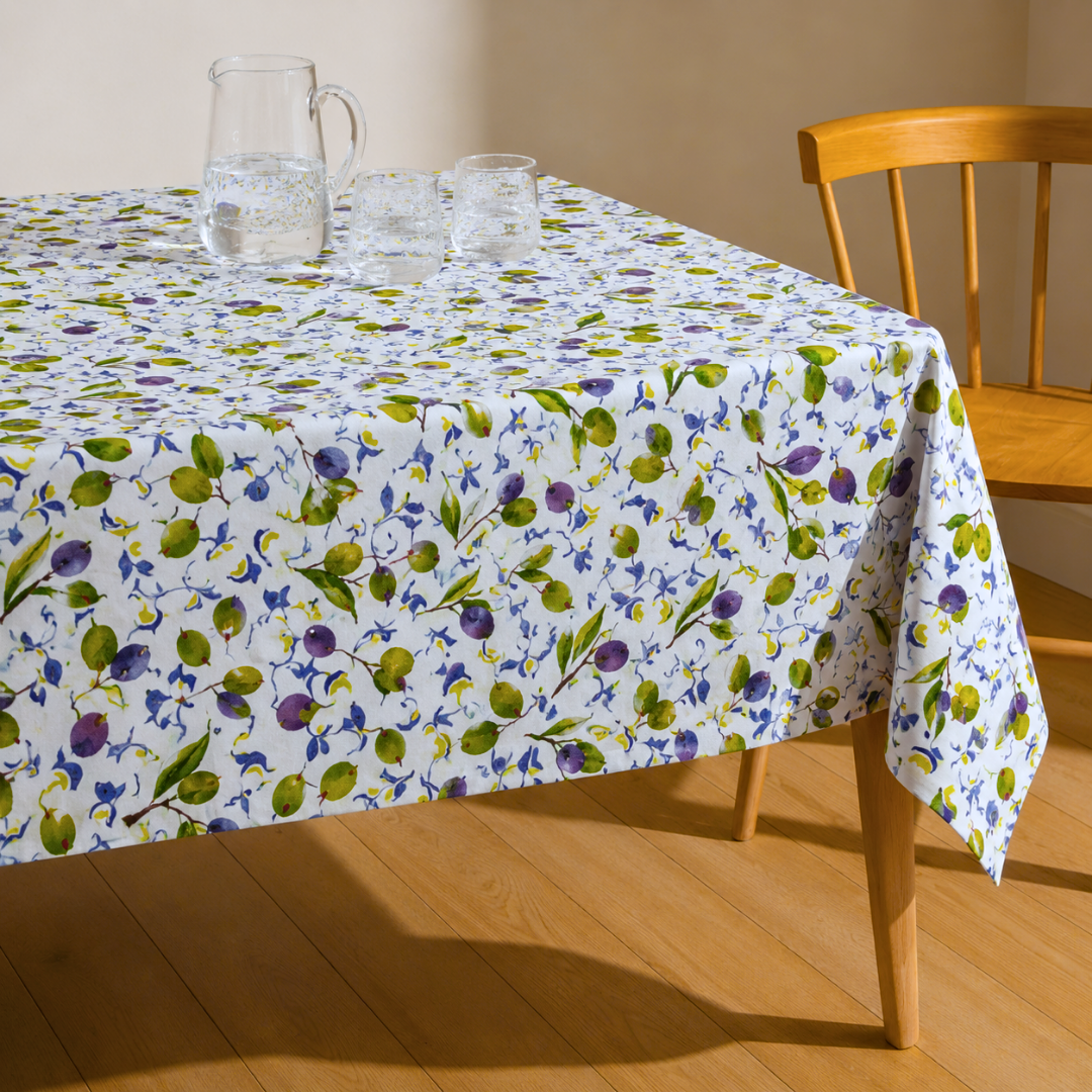 Genoa Woven Linen Stain Resistant Table Cloth White