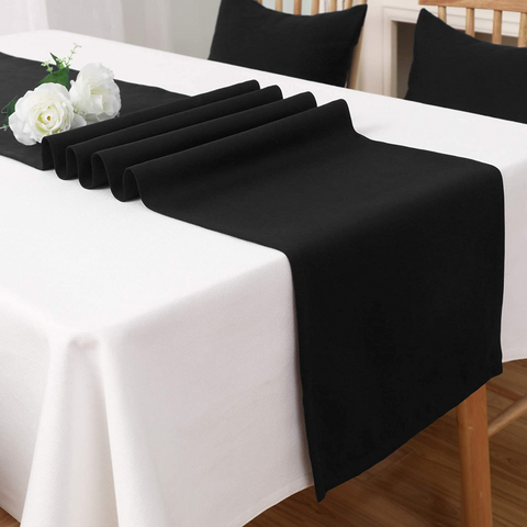 Genoa Woven Linen Stain Resistant Runner 50x150 cm Black