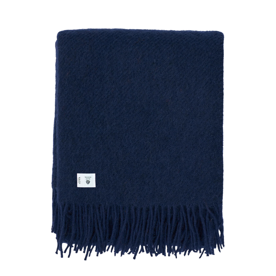 Woolmark Single Pure Wool Blanket Navy Blue