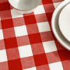 Check Woven Linen Stain Resistant Table Cloth Red
