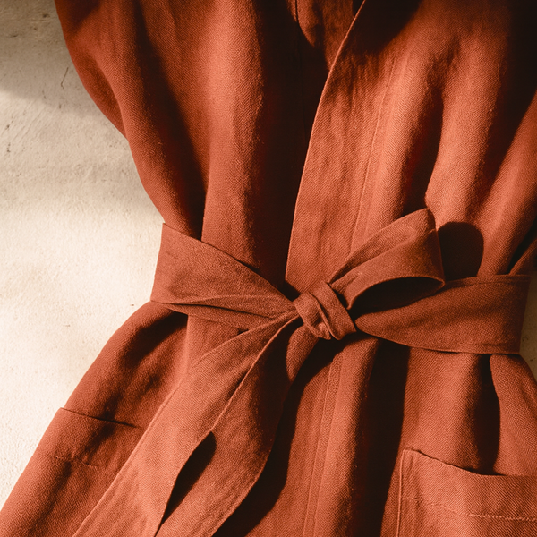 Luz Yıkanmış Keten Kimono Kiremit