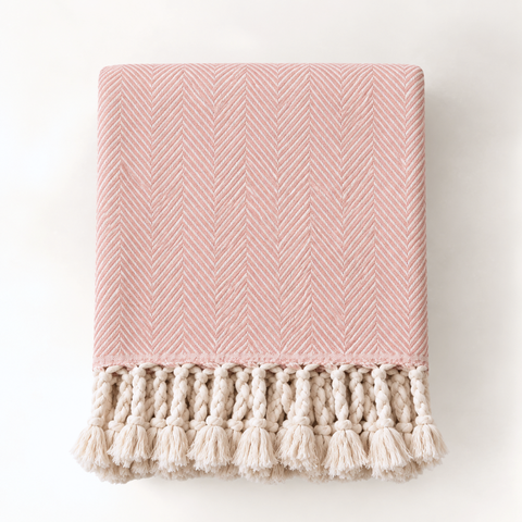 Laura Cotton Throw Blanket - Blanket Cream