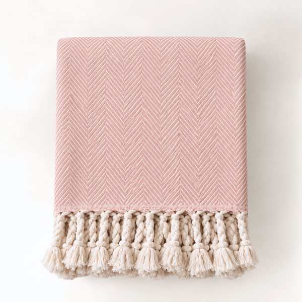 Laura Cotton Throw Blanket - Blanket Cream