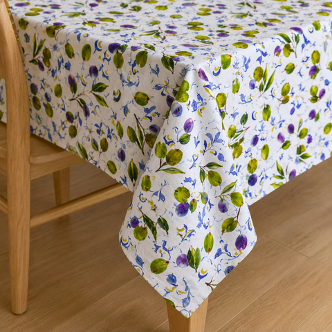 Genoa Woven Linen Stain Resistant Table Cloth White