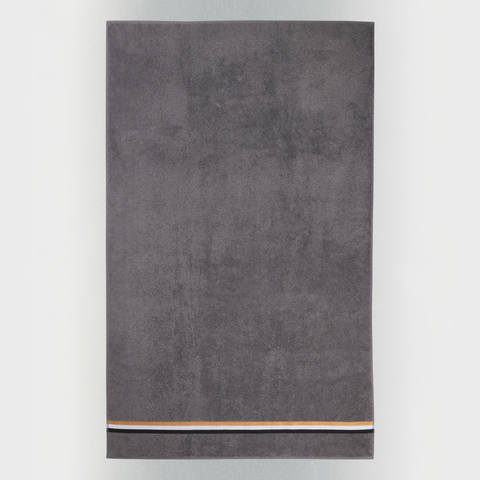 Harbor %100 Pamuk Bordür Detaylı Banyo Havlusu 90x150 cm Füme