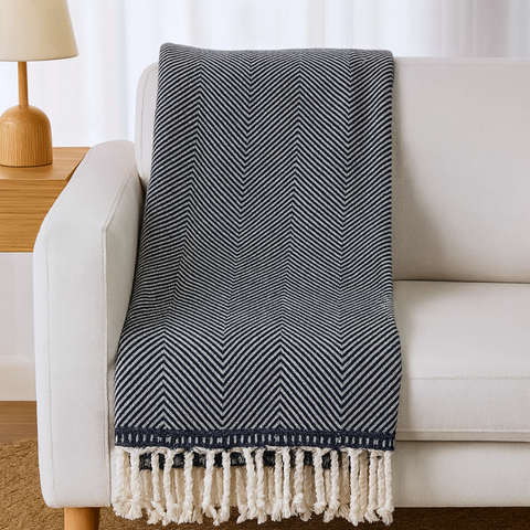 Laura %100 Pamuk Throw Battaniye 150x200 cm Siyah