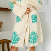 Coral %100 Pamuk 4 Kat Müslin Kimono Bornoz
