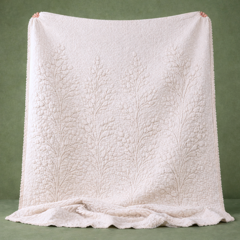 Serenity Çift Kişilik Dokulu Saf Pamuk Yatak Örtüsü 220x280 cm Krem