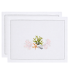 Coral Embroidered Linen Placemat Orange