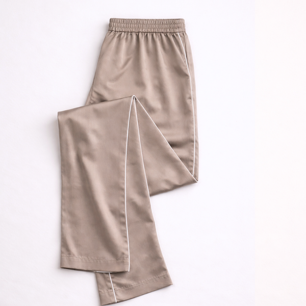 Noiré Pamuk Saten Unisex Ev Pantolonu Vizon