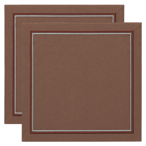 2 Sıra Piko Nakış Detaylı Keten Leke Tutmaz Peçete Acı Kahve (2'li Set)