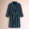 Stripe Premium 100% Cotton Men's Bathrobe Navy