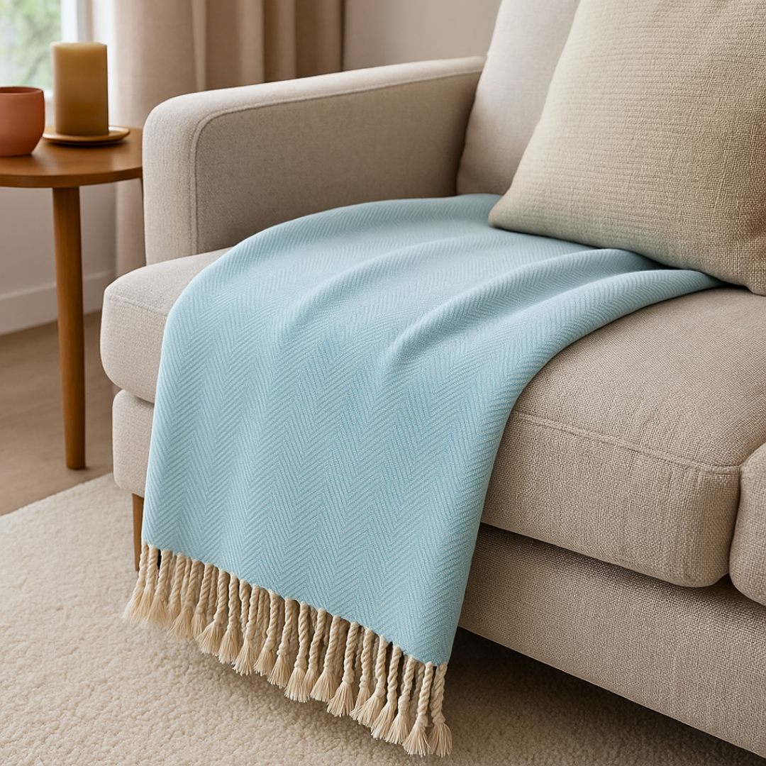 Alba 100% Cotton Throw Blanket 150x220 cm Yellow 