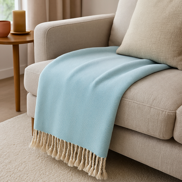 Alba 100% Cotton Throw Blanket 150x220 cm Yellow 