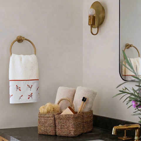 Roseberry Nakışlı Organik Pamuk Yüz Havlusu 50x90 cm