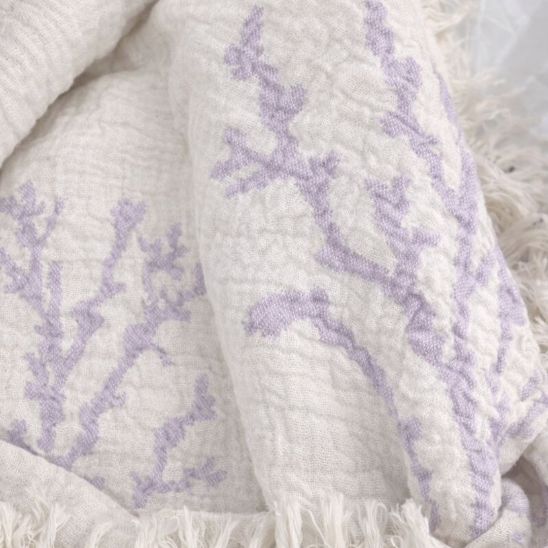 Coral 4 Layer Muslin Double Bedspread Green