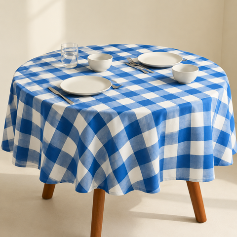 Genoa Woven Linen Stain Resistant Round Table Cloth White