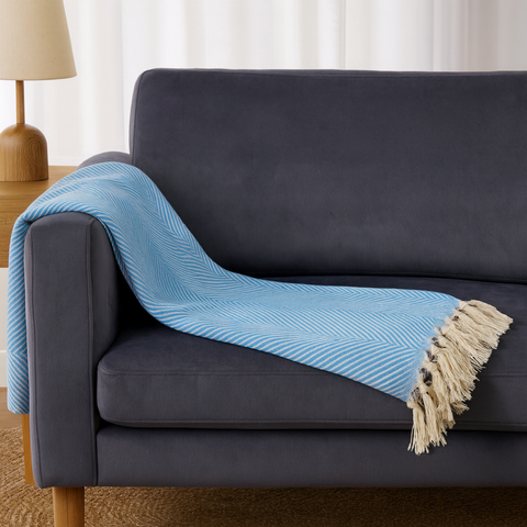 Laura %100 Pamuk Throw Örtü 150x200 cm Turkuaz Mavi