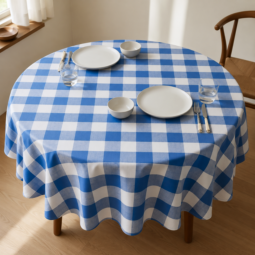 Genoa Woven Linen Stain Resistant Round Table Cloth White