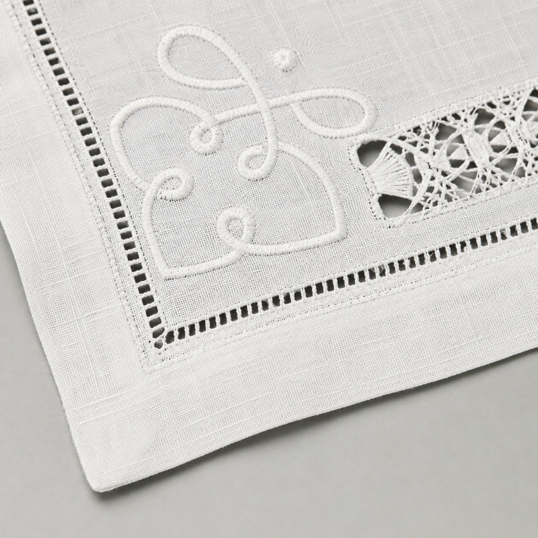 Coral Embroidered Linen Placemat Orange