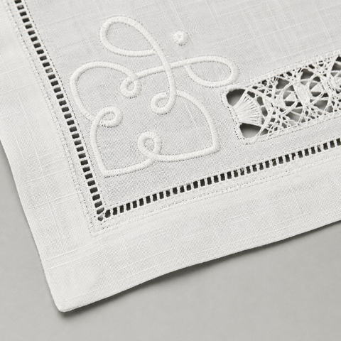 Coral Embroidered Linen Placemat Orange