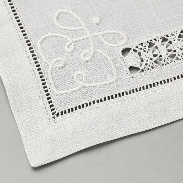 Coral Embroidered Linen Placemat Orange