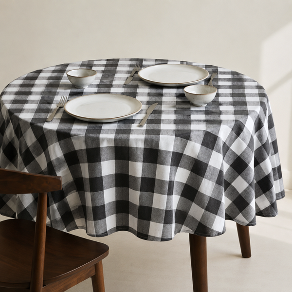 Genoa Woven Linen Stain Resistant Round Table Cloth White