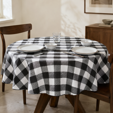 Genoa Woven Linen Stain Resistant Round Table Cloth White