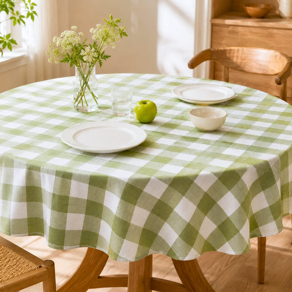 Genoa Woven Linen Stain Resistant Round Table Cloth White