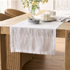 Vintage Naturel Ham Keten Runner Beyaz