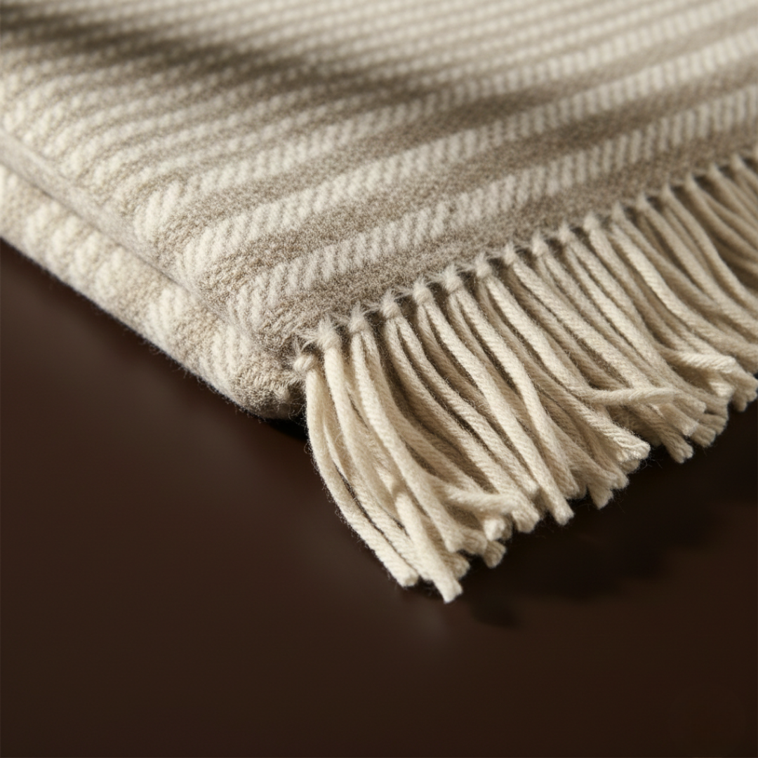 Woolmark Single Person Pure Wool Blanket Checked Mustard