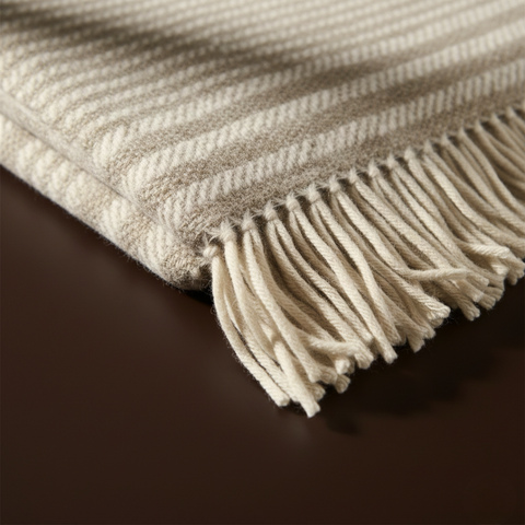 Woolmark Single Person Pure Wool Blanket Checked Mustard