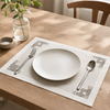 Coral Embroidered Linen Placemat Orange
