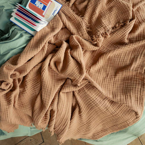 Navigli Single 4 Layer Muslin Bedspread Brown