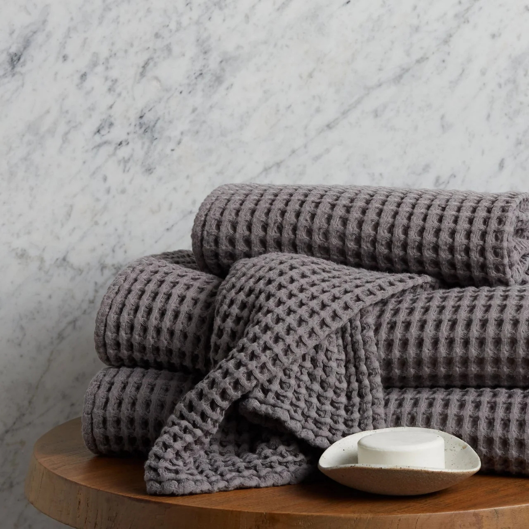 Waffle 100% Cotton Face Towel 50x80 cm Anthracite