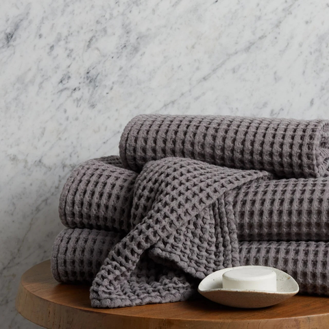 Waffle 100% Cotton Face Towel 50x80 cm Anthracite