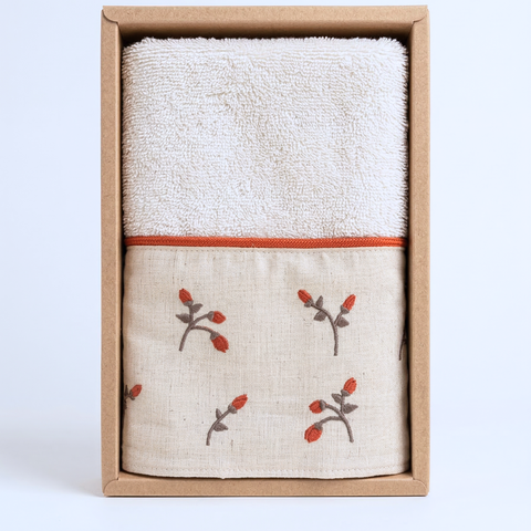 Roseberry Nakışlı Organik Pamuk Yüz Havlusu 50x90 cm