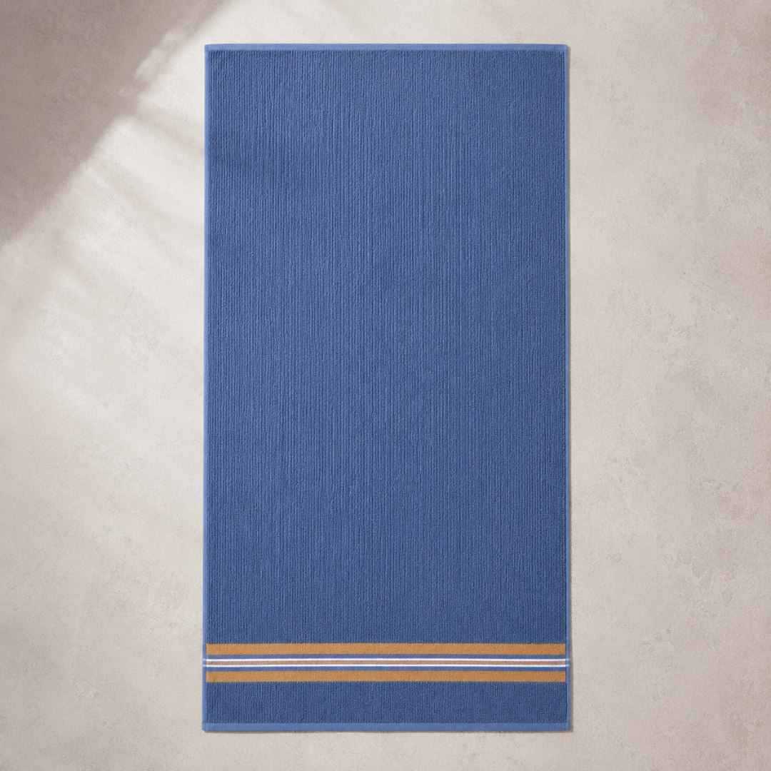 Mistral %100 Pamuk Bordür Detaylı Banyo Havlusu 80x150 cm Derin Mavi