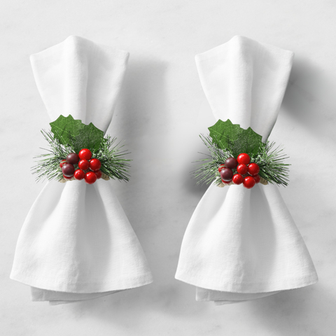 Genoa Woven Linen Stain Resistant Napkin White (Pack of 2)