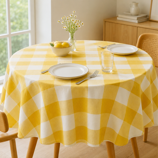 Genoa Woven Linen Stain Resistant Round Table Cloth White