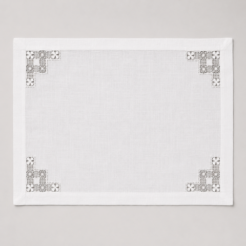 Coral Embroidered Linen Placemat Orange