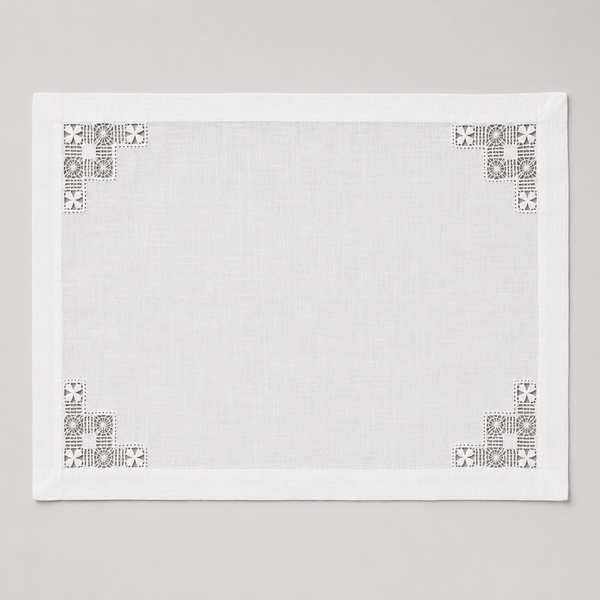 Coral Embroidered Linen Placemat Orange