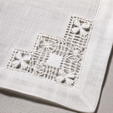Coral Embroidered Linen Placemat Orange