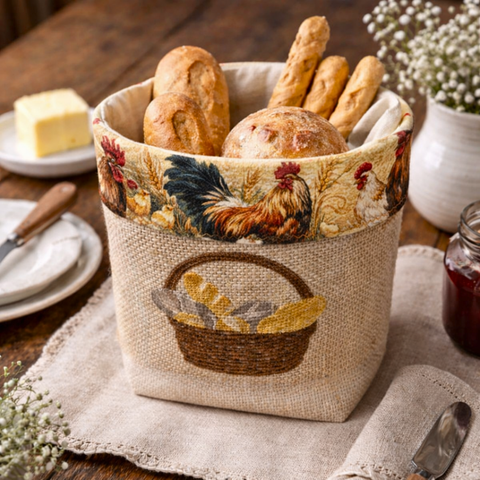 Bread Design Woven Basket Rooster Pattern