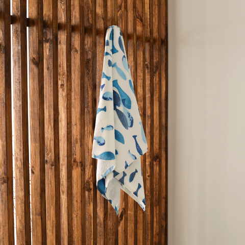 Fish Cotton Face Towel 50x90 cm Blue