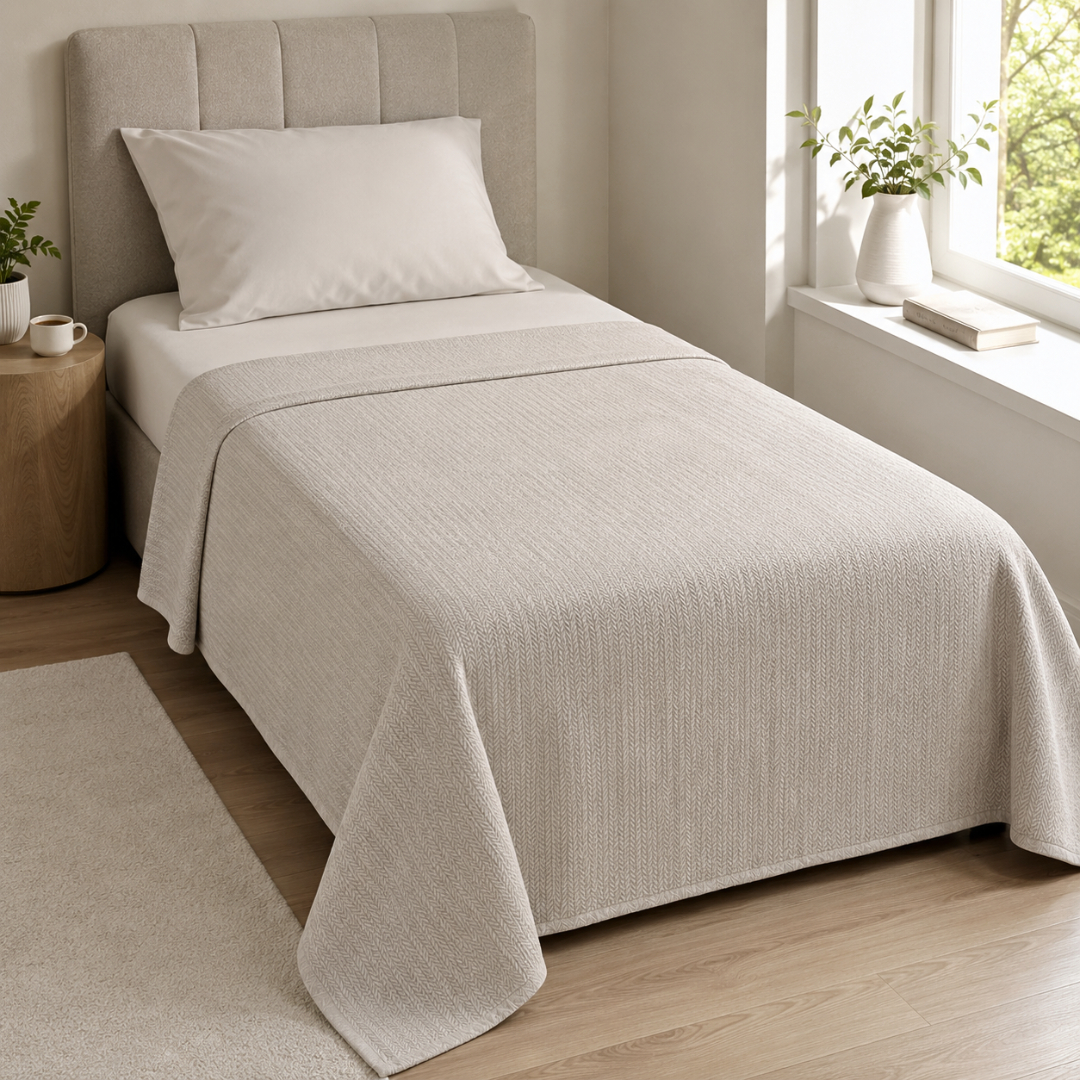 Mila %100 Pamuk Tek Kişilik Pike 160x240 cm Vizon