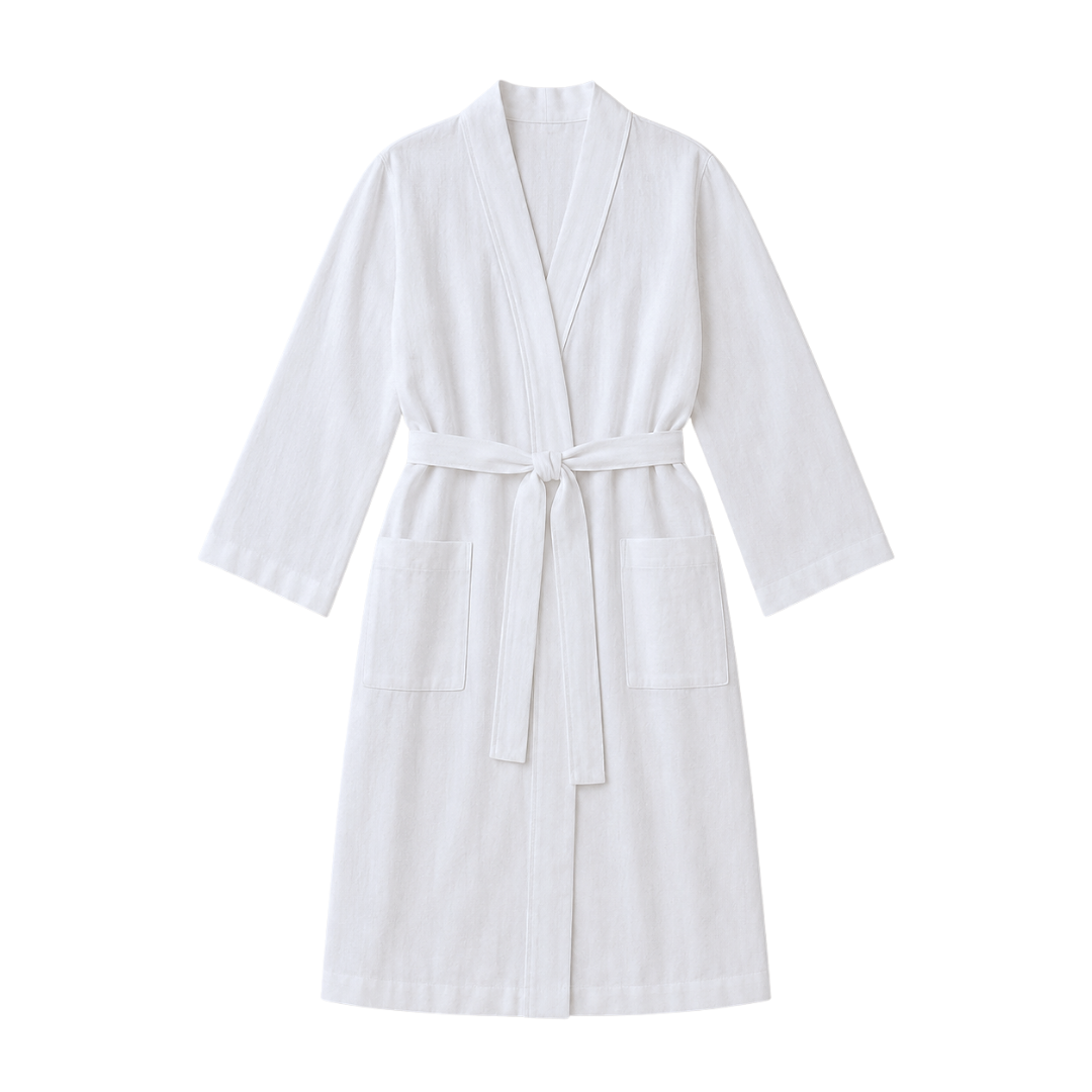 Luz Yıkanmış Keten Kimono Beyaz