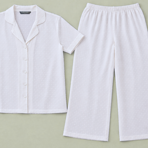 Dreamy İşlemeli Pamuk Kadın Pijama Takımı Beyaz