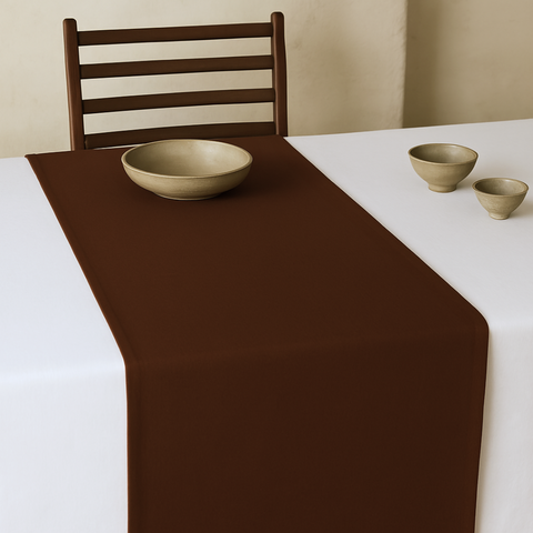 Genoa Woven Linen Stain Resistant Runner 50x150 cm Brown