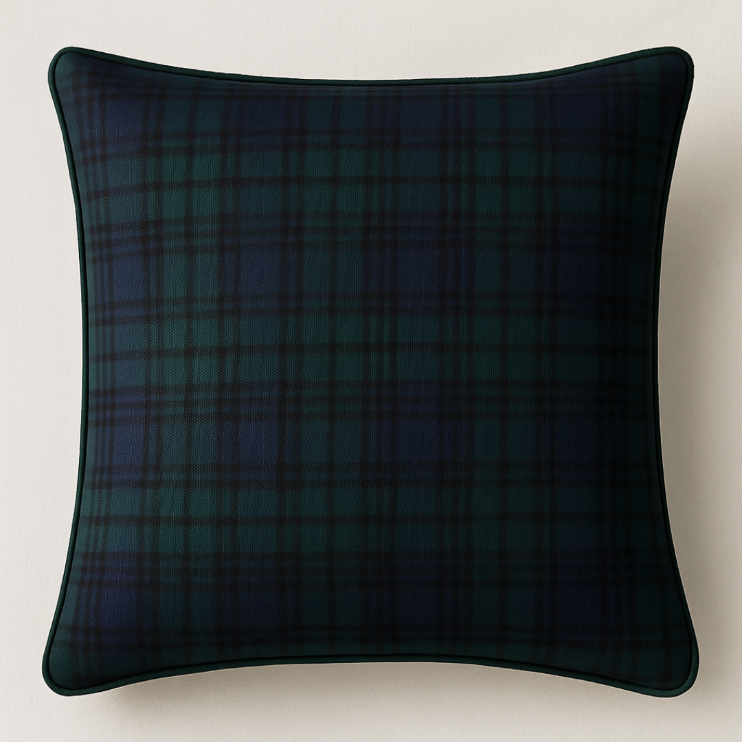 Tartan Plaid Cushion Cover 45x45 cm White
